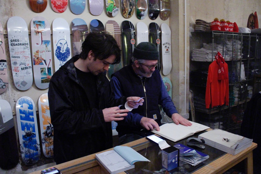Luke Fletcher David Mackey cashing up The Useless Wooden Toys Society Speedway Skateboarding Magazine Lost Art Interview