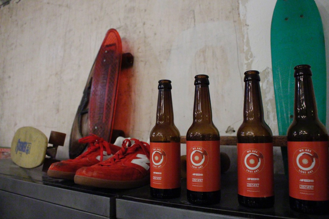 New Balance x Lost Art shoes beer The Useless Wooden Toys Society Speedway Skateboarding Magazine David Mackey Interview